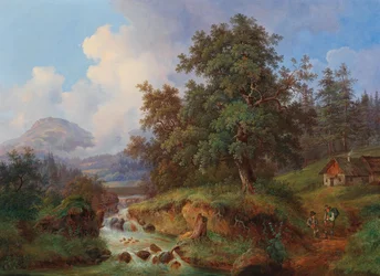 Mountain Landscape with Wanderers at Rest
